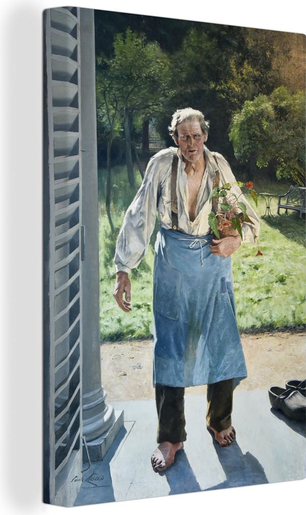 OneMillionCanvasses - Leinwandbilder - 90x140 cm, Der alte Gärtner - Gemälde von Emile Claus, Wandbilder Kunstdruck Wanddekoration - Foto auf L...
