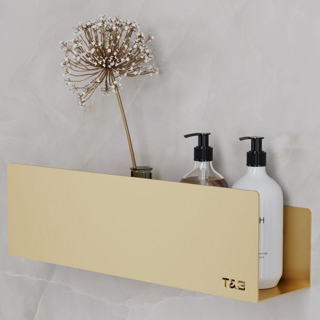 Nortiq T&B Wandablage T2 40 x 12 x 10 cm gebürstetes Gold Aluminium Badezimmer Wandregal Wandmontage