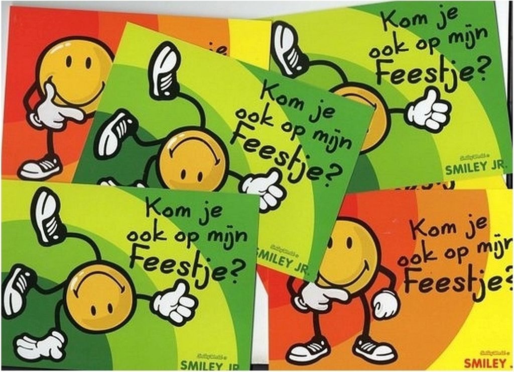 6 Einladungskarten - Smiley