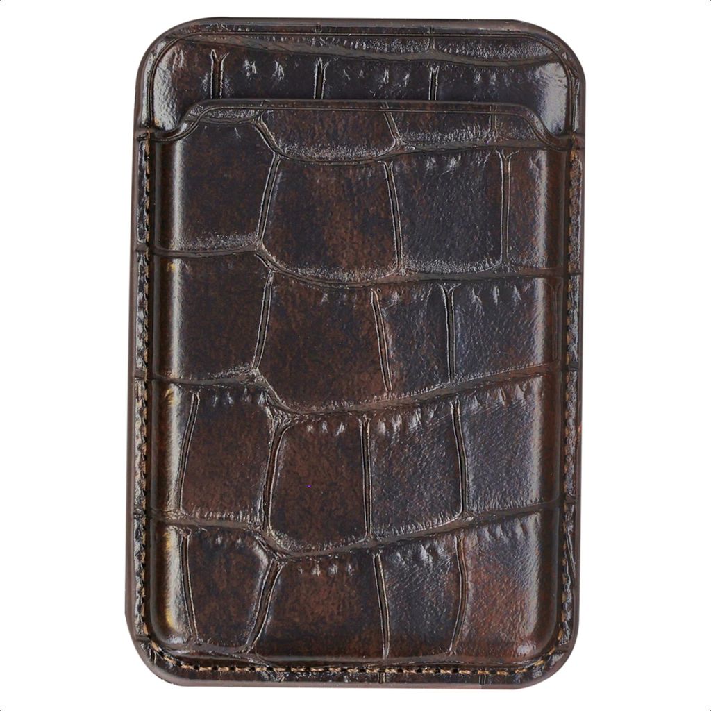 Selencia Croco Pashouder met MagSafe - Choco Brown Productafbeelding 