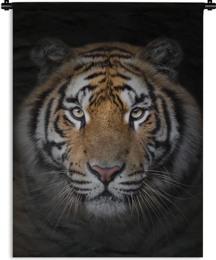 MuchoWow Wandteppich Wandbehang Tiger - Wildtiere - Porträt - Schwarz - Tiere 60x80 cm Tapisserie Dekoration Wandtuch - Decke - Wandtücher - Wohne