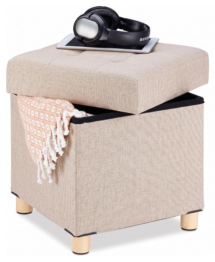 Relaxdays Sitzhocker mit Stauraum, weich gepolstert, Produktbild 
