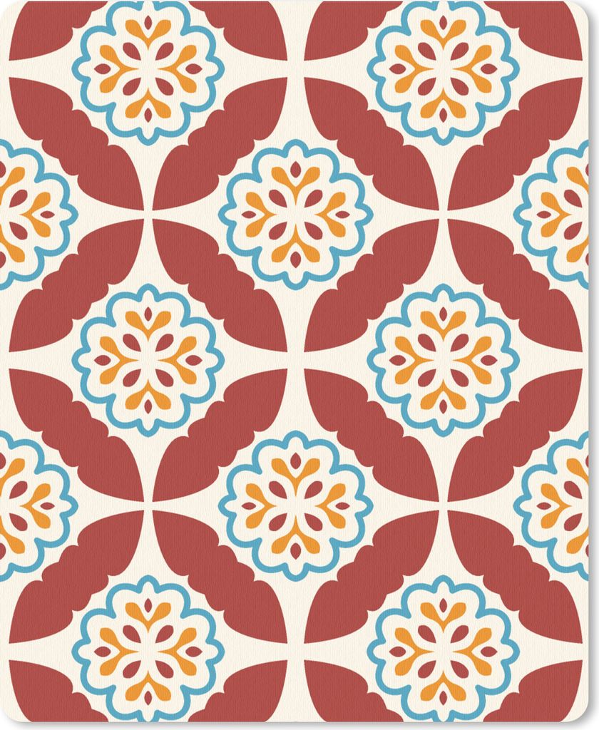 MuchoWow Mauspad Mousepad Blumen - Fliese - Muster 19x23 cm - Mousepads - Maus Mat - Pad - Mausunterlage - Mauspads - Spielen