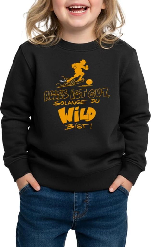 Spreadshirt Die Wilden Kerle Spruch Motto Kinder/Teenager Premium Pullover, 134/140 (8 Jahre), Schwarz