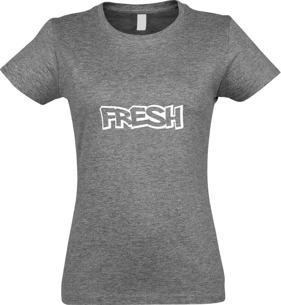 Kiwistar - T-Shirt tailliert - Damen - Graumeliert - Fresh - mit Motiv Bedruckt - Funshirt Design - Sport - Freizeit - Damen - M