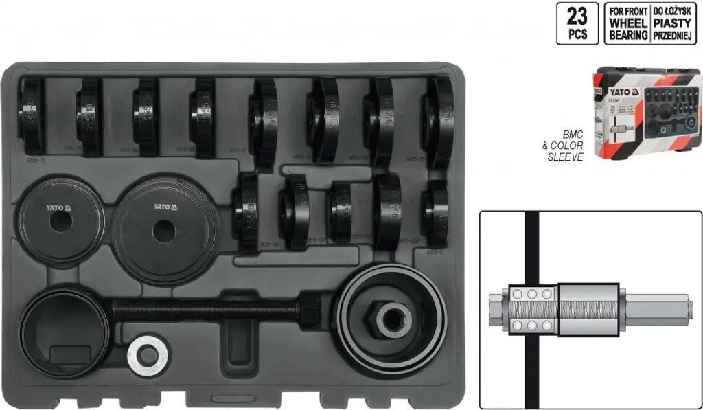 Kit Estrattore Mozzi Yato YT-2541 - Set 23pz per Cuscinetti Anteriori