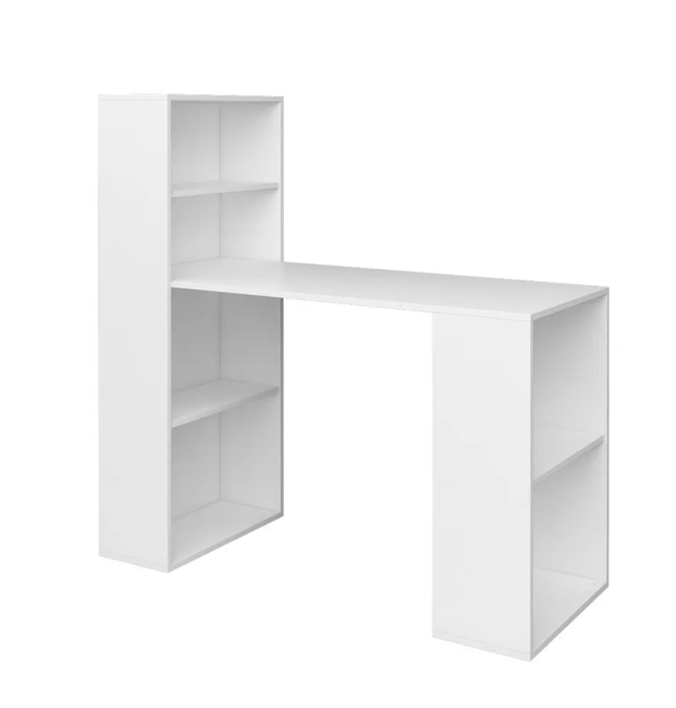 Bureau avec étagère DALHART blanc pour organiser enfin votre bureau encombré