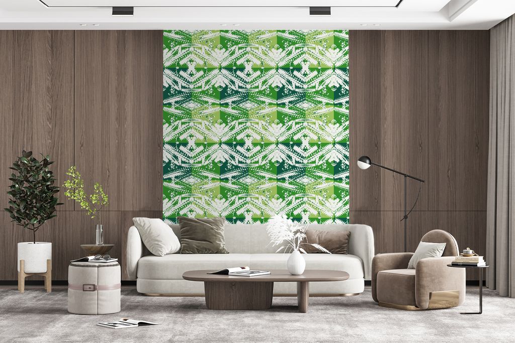 MuchoWow Fototapete für Wohnzimmer oder Schlafzimmer Wandtapete Vinyl Motivtapete Kaktus - Pflanzen - Muster - 160x220 cm - Bildschirmhintergrund
