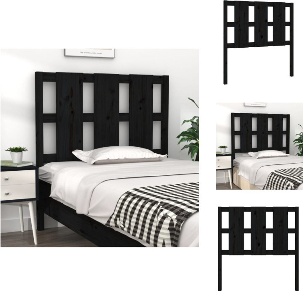 vidaXL Kopfteil Schwarz 95,5x4x100 cm Massivholz Kiefer - Kopf- & Fußenden