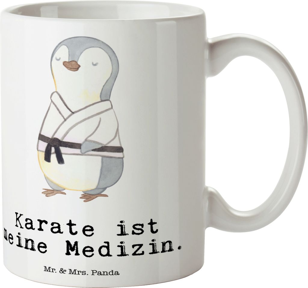 Mr. & Mrs. Panda Teetasse Pinguin Karate - Weiß - Geschenk, Pott, Verein, Kaffeetasse, Kampfsportart, Kampfkunst, Kaffeebecher, Sportler, schöne ...