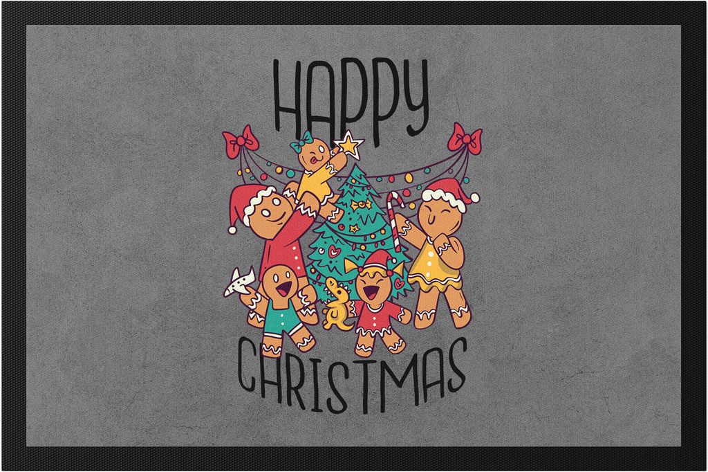 Happy Christmas Fußmatte Weihnachten Familienzeit Weihnachtsbaum Geschenke Geschenkidee Happy Family
