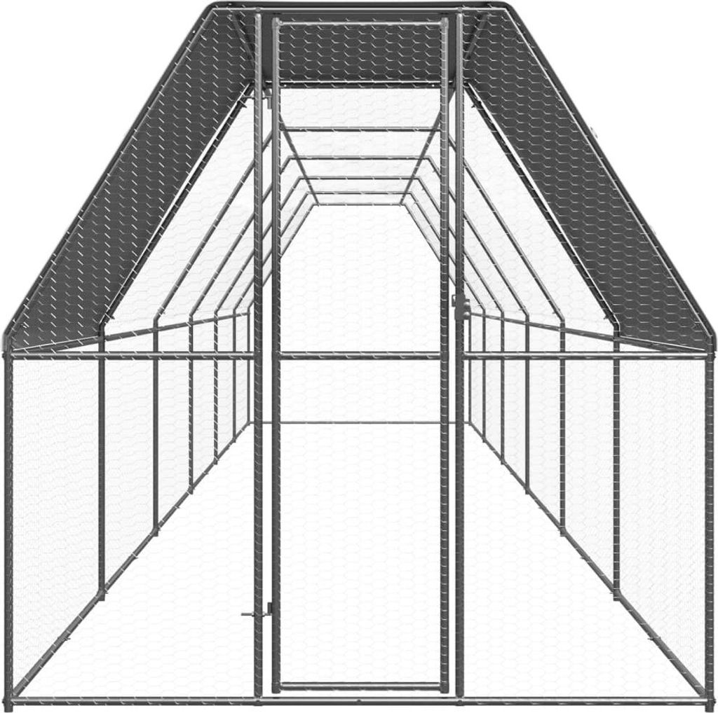 vidaXL Outdoor-Hühnerkäfig 2x12x2 m Verzinkter Stahl