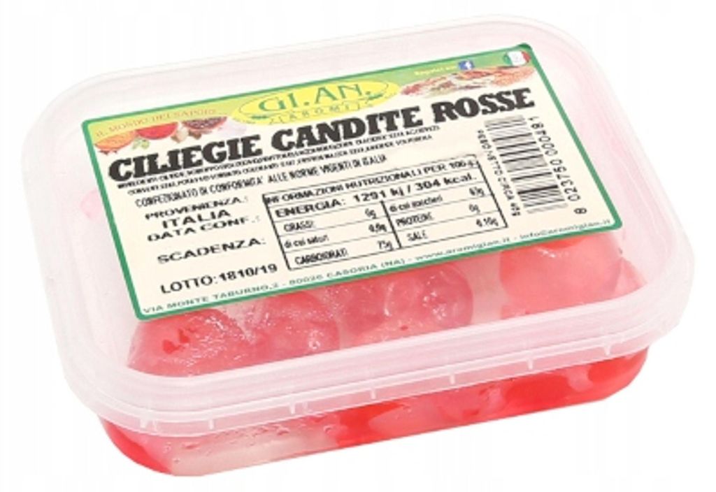 Cerises confites rouges, poids net : 60 g, marque : Gi.An. Image du produit 