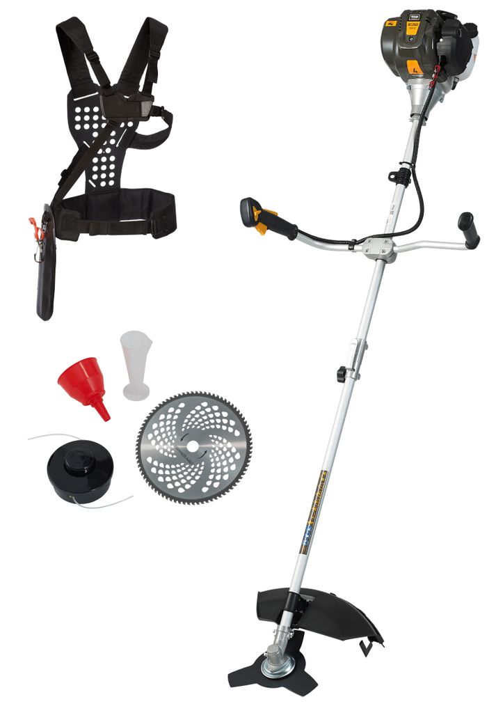 A collection of gardening tools and accessories laid out on a white background.