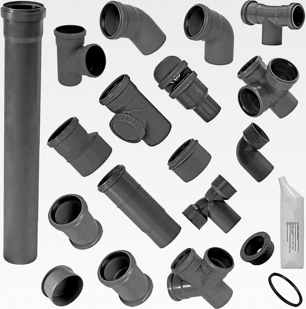 HT Rohrbelüfter DN50 mit Steck-Ende außen Ø 50mm, Kanalrohr für Abwasser und Lüftung aus grauem Kunststoff