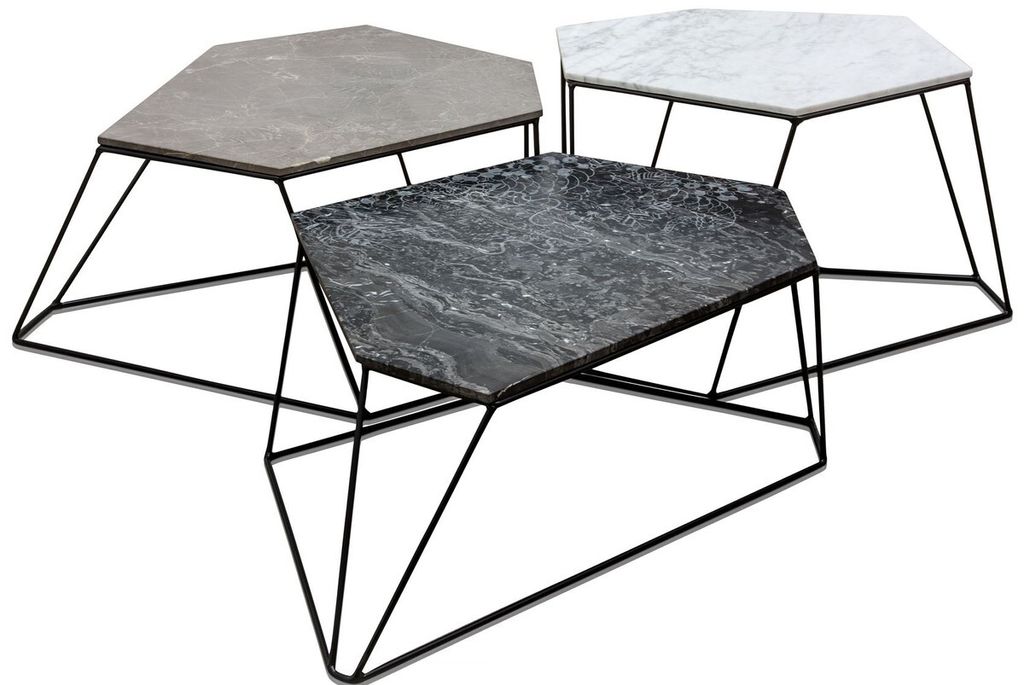 Casa Padrino Designer Couchtisch Set Weiß / Grau / Schwarz mit Muster - Luxus Wohnzimmermöbel