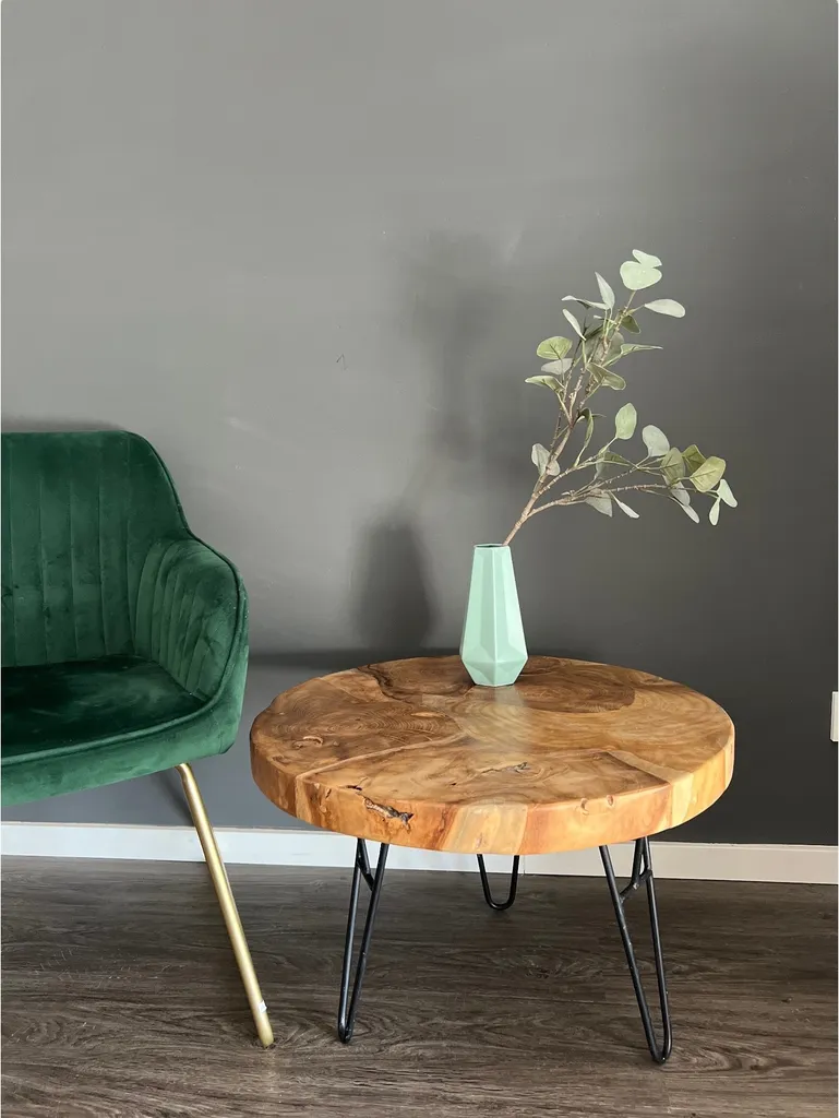Table d'appoint de canapé ronde en bois - Support ordinateur et café - 6