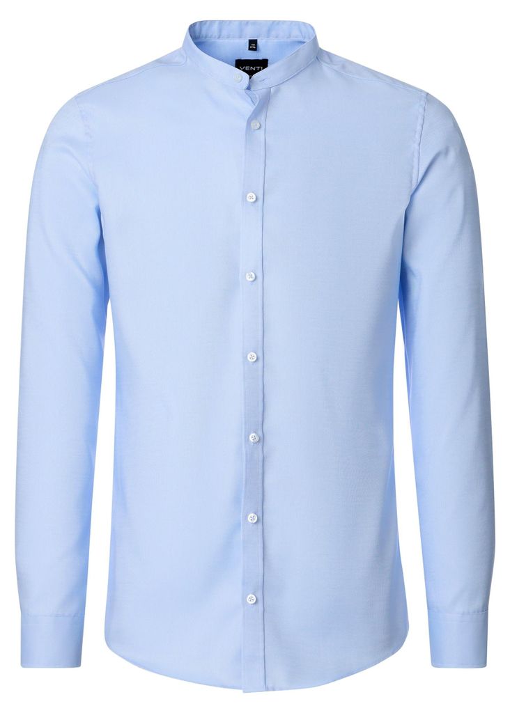 VENTI Herren Businesshemd Langarm Stehbund Body-Fit Hellblau 44