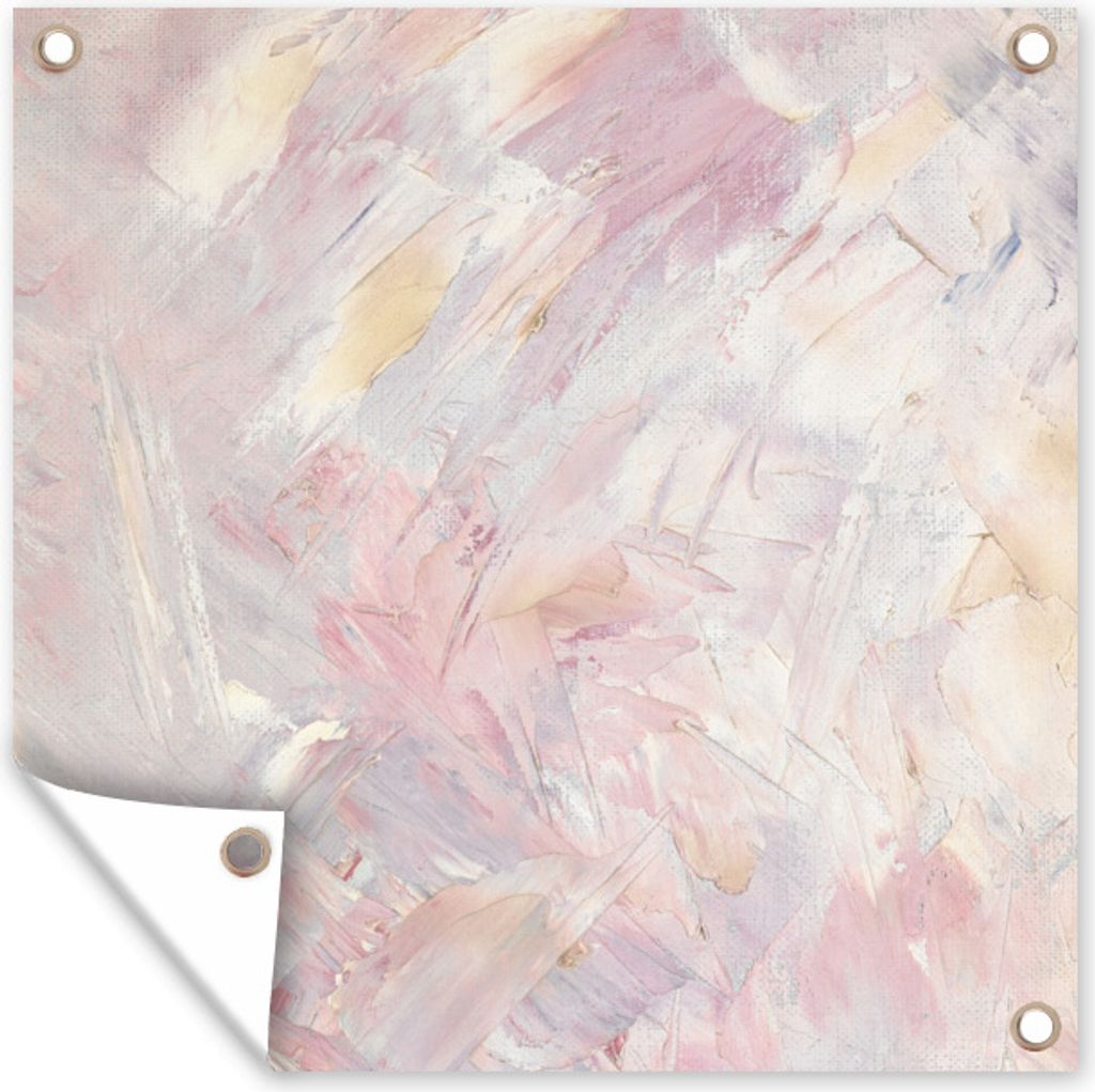 MuchoWow 50x50 cm Outdoor-Poster Gartendeko Sichtschutz Garten Poster für den Garten Ölgemälde Rosa