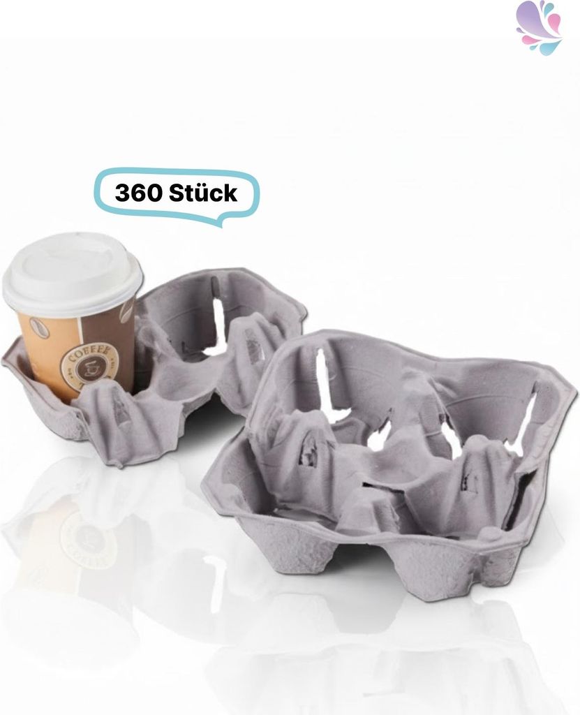 Becherhalter CLICK ́N CARRY aus Recyclingkarton für 2–4 Becher, 360 Stk, 24x 20x 5 cm, praktische & kompostierbare