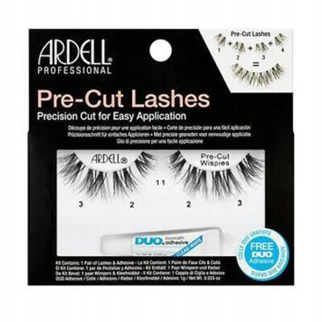 Ardell Faux Cils Pre-cut Wispies Noirs avec Colle Duo Application Facile