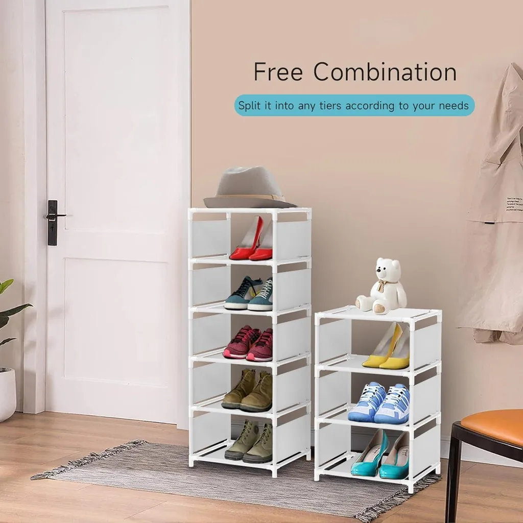 Étagère à chaussures robuste en métal blanc 10 niveaux gain de place