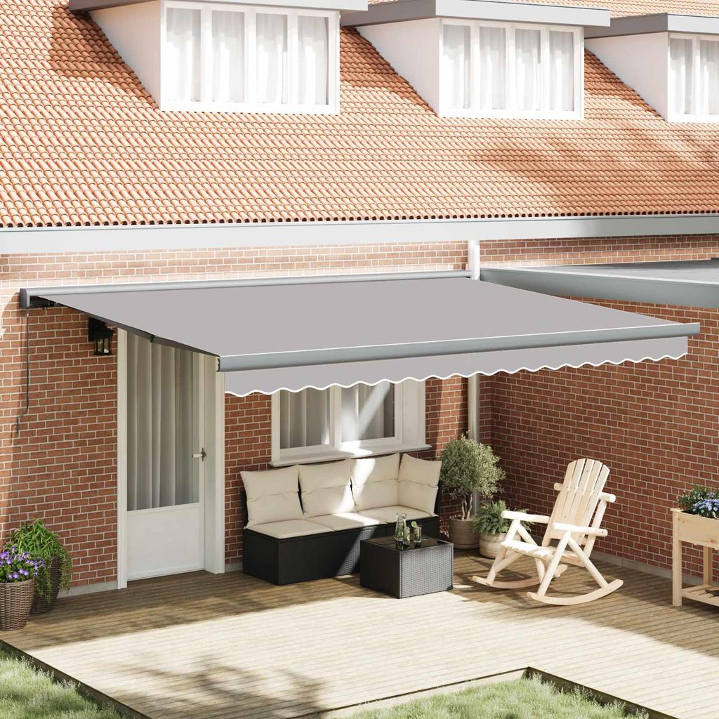 "Schlussverkauf" Einziehbare Markise - VIDAXL - Hellgrau 4x3 m Leinen und Aluminium C17606