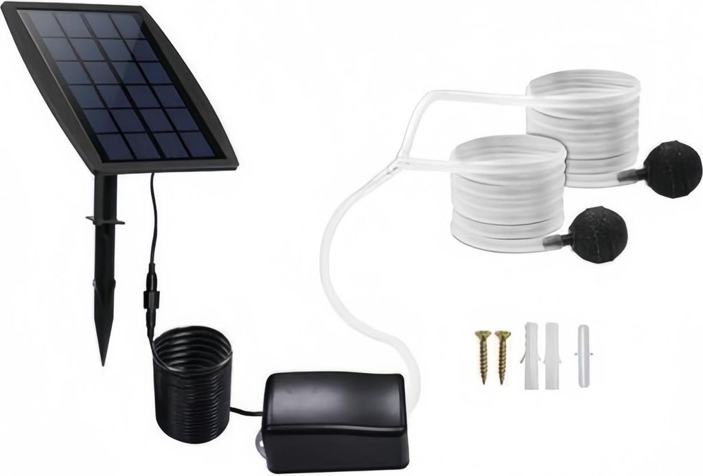 AIORBER Solar Sauerstoffpumpe, Teich Luftpumpe Aquarium, Teichbelüfter, Akku 1800mAh, Geräuscharm, Garten Fischteich Oxygenator