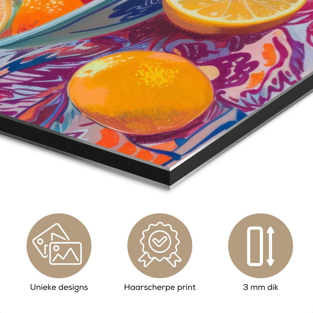 MuchoWow Wanddekoration Metall Metallbild Wandkunst 90x120 cm Stilleben - Farbenfroh - Obst - Sommer MuchoWow Aluminium Gemälde - Industrial