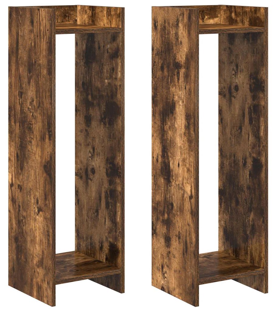 Eleganten-Stil Pflanzenständer 2er Set,Blumentopfregal, Ausstellungsregal,Modernes Design, Geräucherte Eiche 30x30x100 cm - Pflanztische - Möbel26
