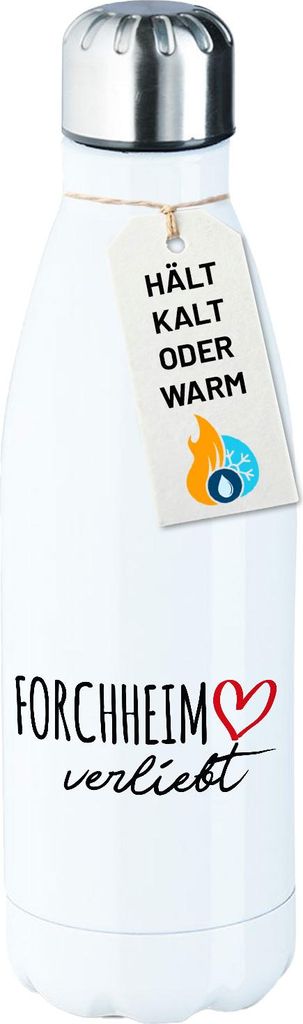 Huuraa Trinkflasche Forchheim verliebt 500ml White Edelstahl Wasserflasche Trinkflasche Geschenkidee