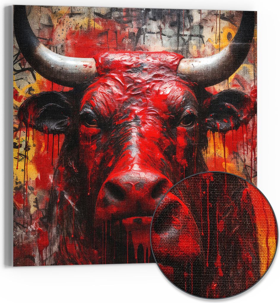 DEQOART Hybrid Leinwand Bild 30x30 cm 'Seele des Stiers' Produktbild 