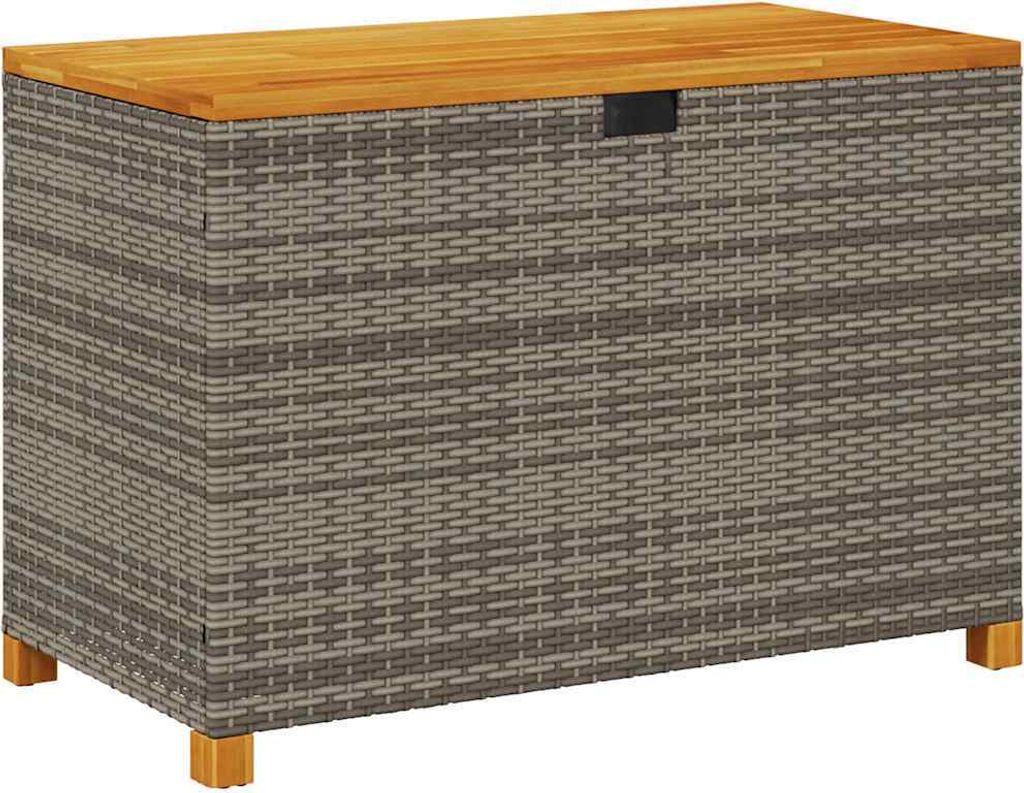vidaXL Gartentruhe Grau 110x55x63 cm Poly Rattan Akazienholz