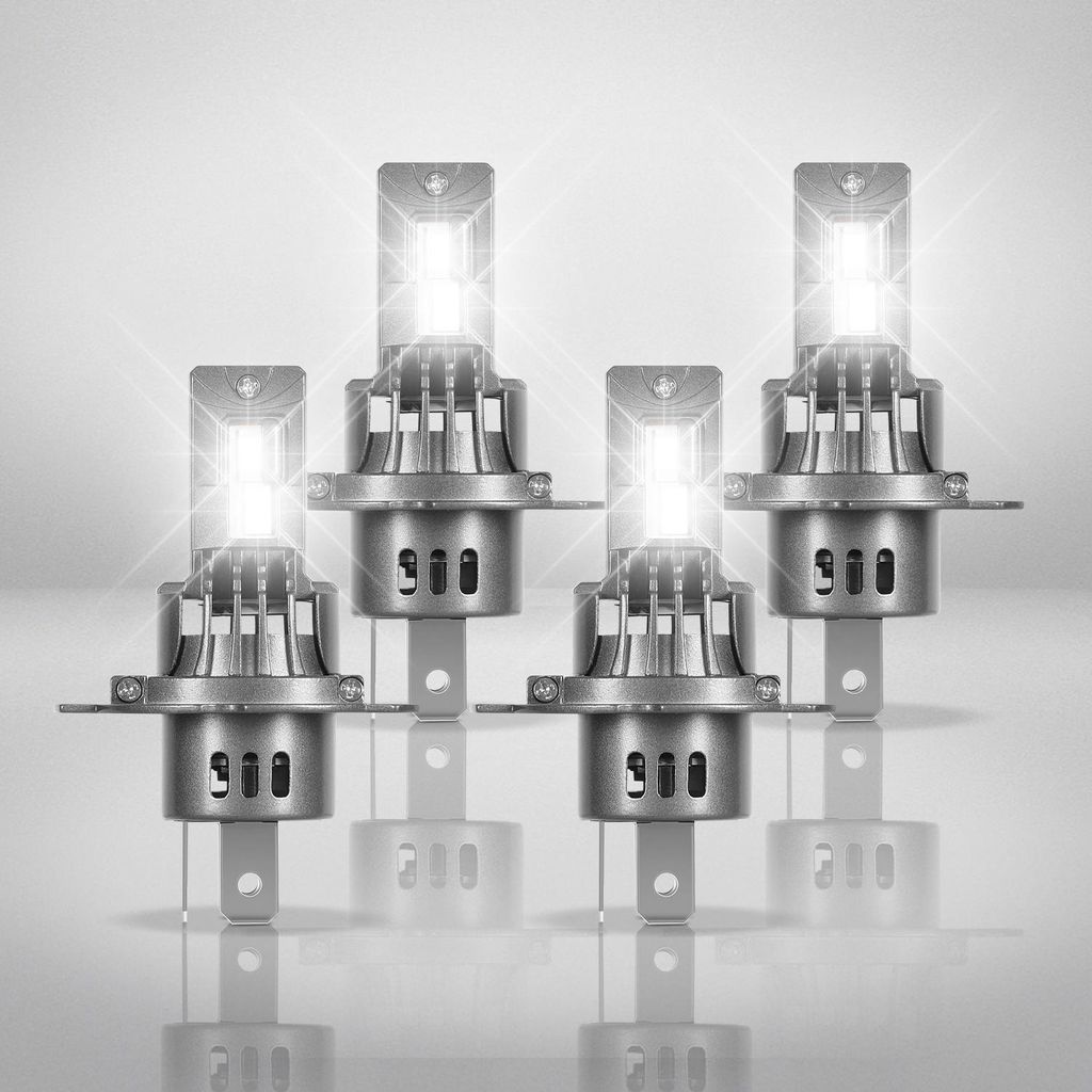 Vigevee H4 LED-Scheinwerferlampe 30W 12V 2500LM 6500K IP65 Plug & Play 4er-Set für Auto/Motorrad