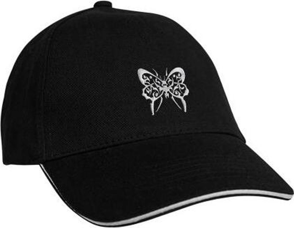 Baseballcap mit Einstickung Schmetterling 68096 versch. Farben Color - schwarz