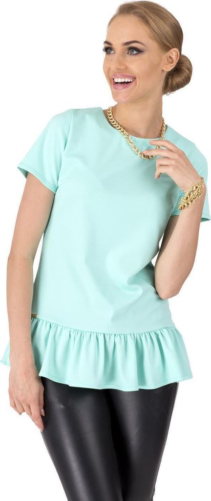 Longshirt Top Klassisch Elegant mit Rüschen ; Mintgrün M/38