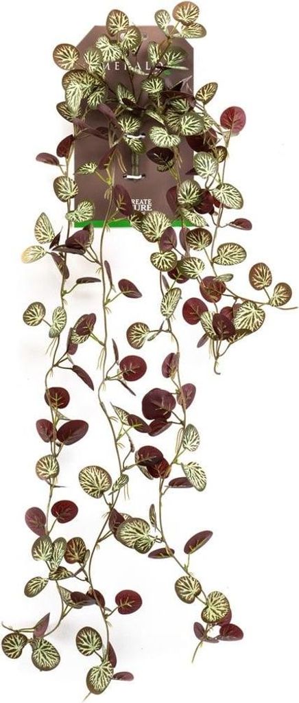 artplants.de Kunst Hänger Steinbrech SAELFES auf Steckstab, grün-Burgunderrot, 85cm - Künstlicher Steinbrechhänger