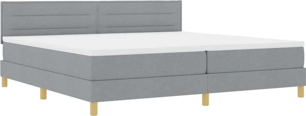 vidaXL LED Boxspringbett mit Kopfteil Hellgrau 200 x 200 cm Stoff