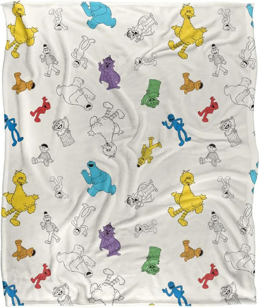 Couverture Supersoft Sesame Street - Texture Soyeuse et Collage Coloré