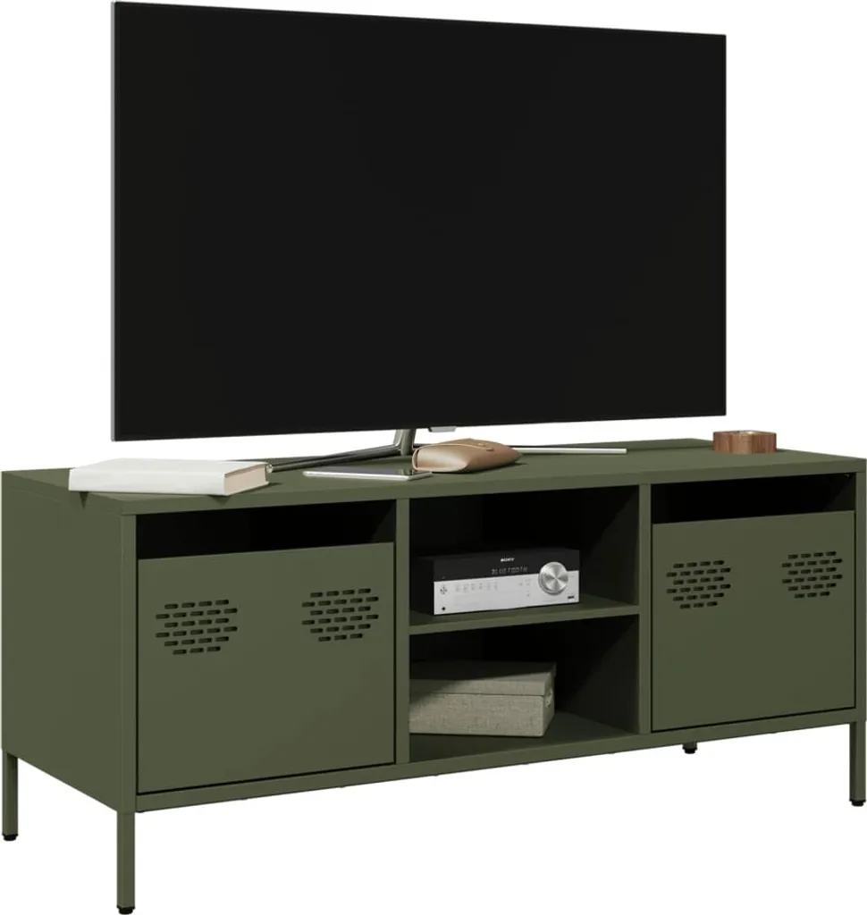 Mobile TV Verde Oliva Maison Exclusive Acciaio 101x39x43cm Industriale