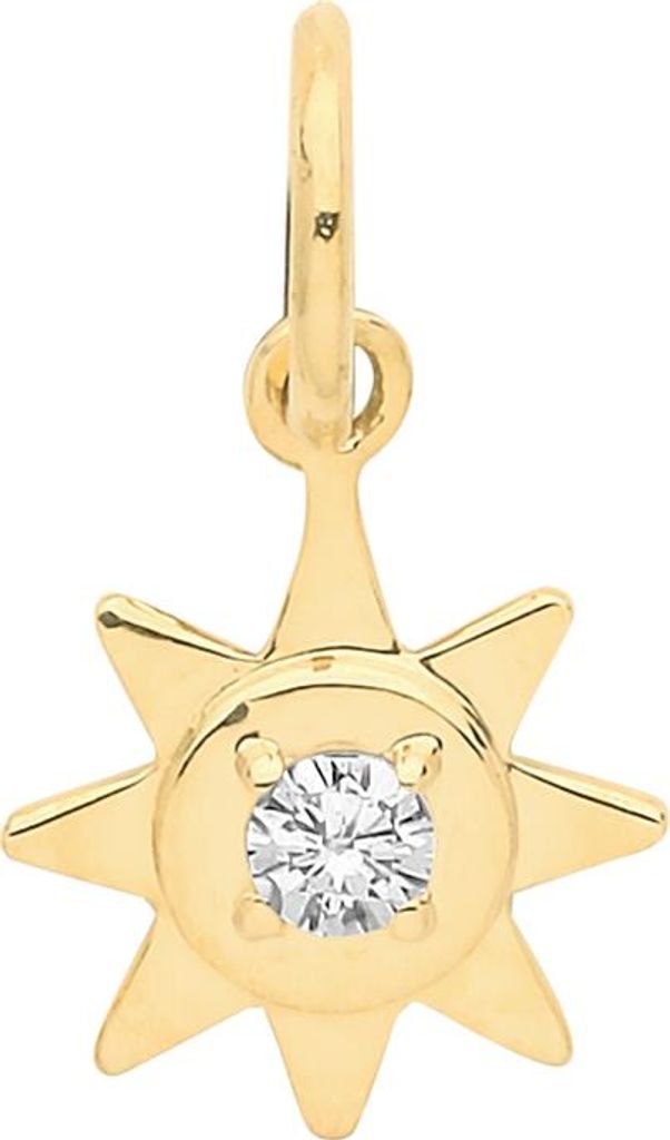 Modischer 9 Karat (375) Gold Stern Damen - Anhänger mit Zirkonia - 13mm*8mm; TRS37879