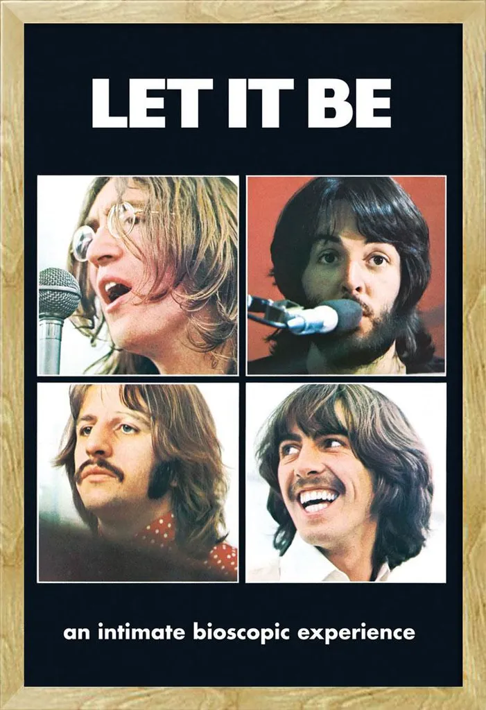 Poster The Beatles Let It Be avec Cadre Shinsuke en MDF Hêtre 61x91,5 cm