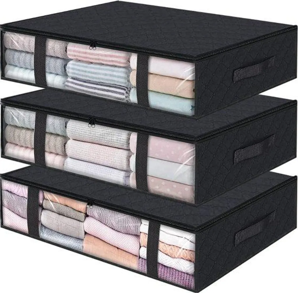 Organisateur de rangement sous lit pliable pour couettes et vêtements
