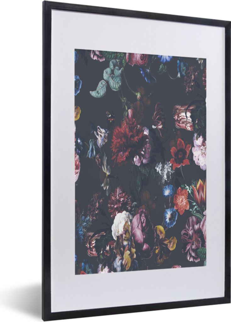 MuchoWow MuchoWow Gerahmtes Poster Blumen - Farben - Kunst 40x60 cm - Poster mit zchwarzem Bilderrahmen - Poster in Rahmen