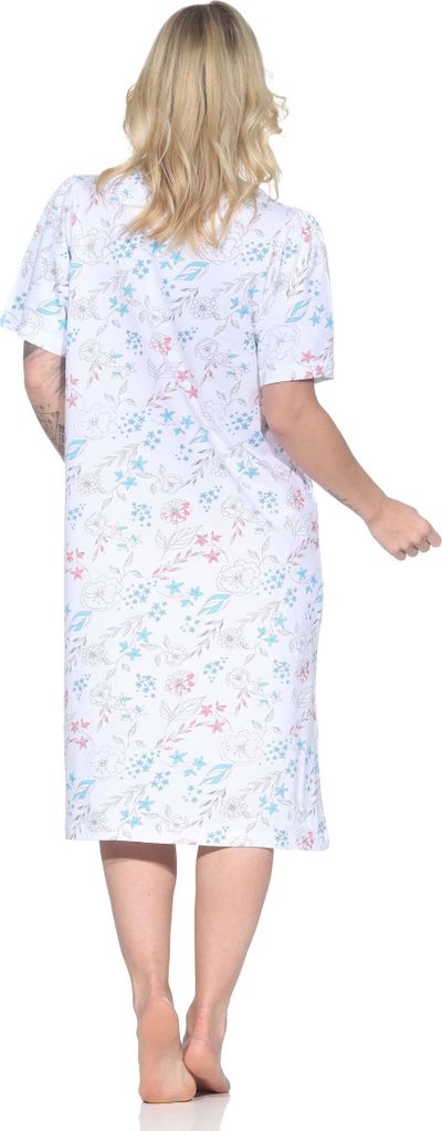 Normann Damen kurzarm Nachthemd im klassischen fraulichen Design mit Knopfleiste am Hals ; hellblau , 48