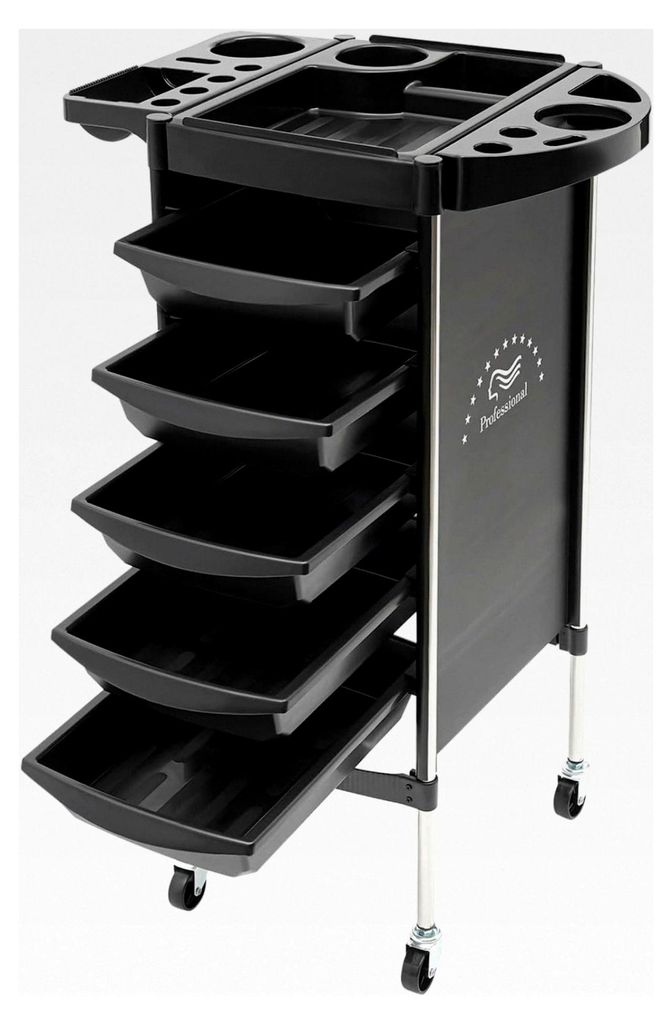 Friseurwagen mit 5 Schubladen, 6-stufiger Aufbewahrungswagen, 36x36 cm, bis 15 kg pro Ebene, für Salon, Beauty, Büro und Haushalt