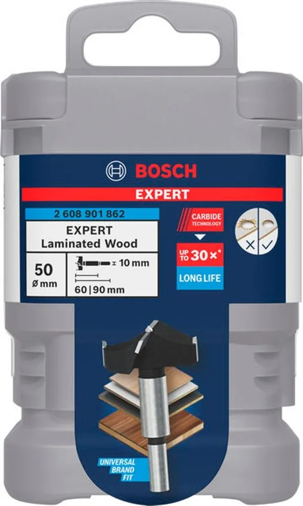 Punta EXPERT 50mm per Fori Cerniere su Pannelli Nobilitati e Legno