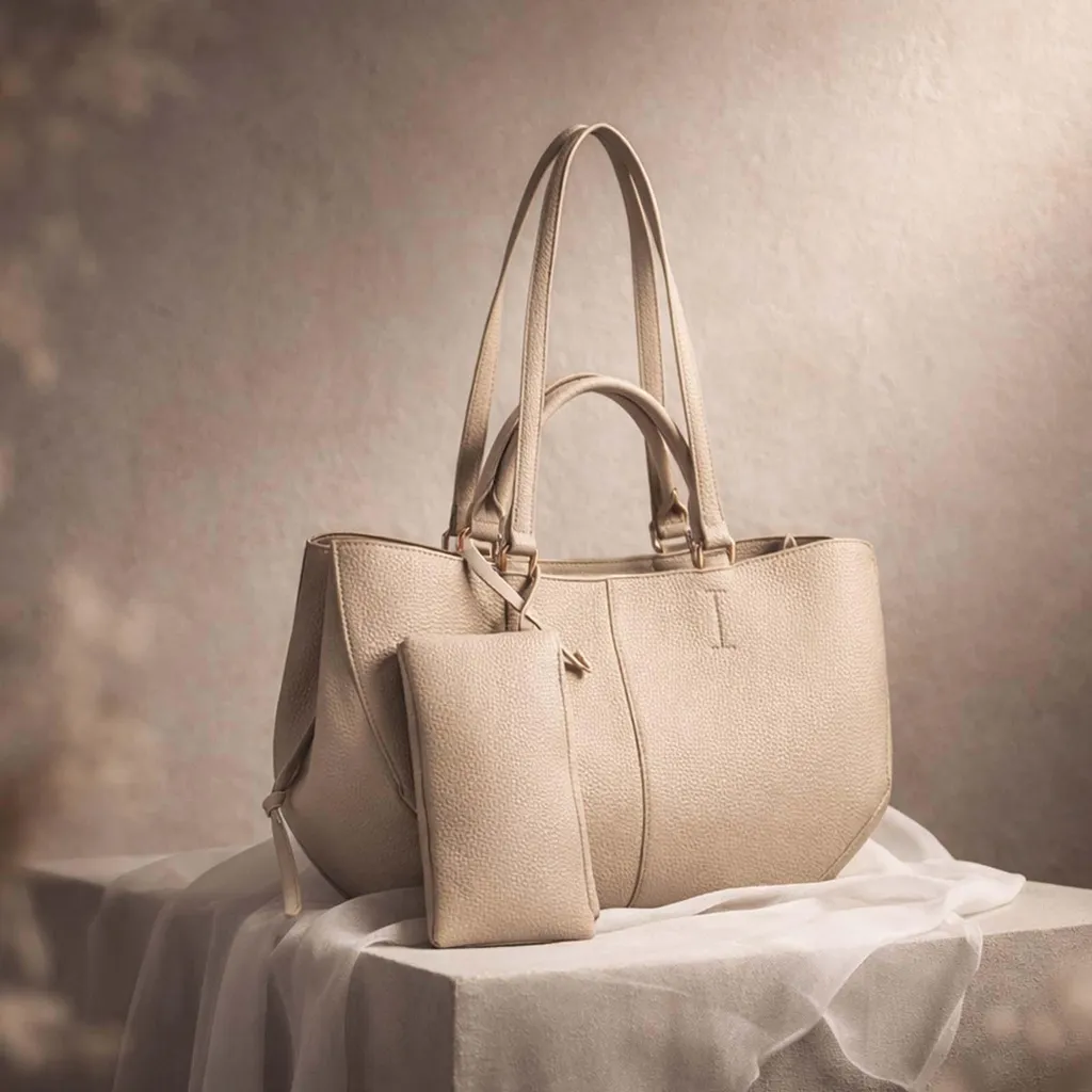 Sac à main beige Gallantry ordonné avec sa pochette fermée
