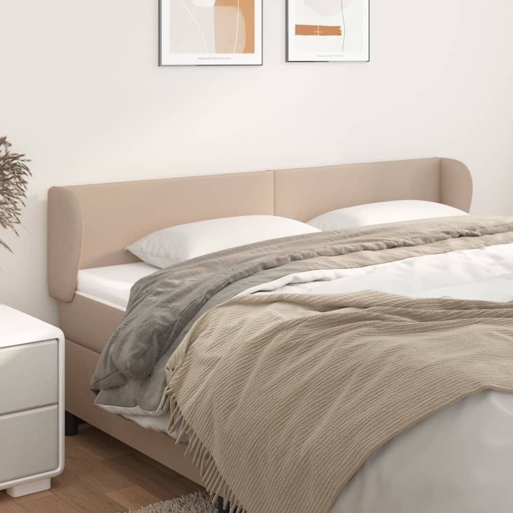 "Rabatt" Bettkopfteil modern - Kopfteil für Bett - mit Ohren Cappuccino-Braun 163x23x78/88 cm Kunstleder - Kopfteile CC4051