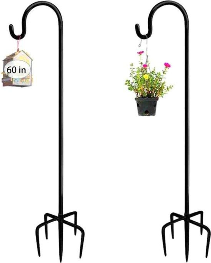 Gartenstecher, 2 Stück, 152 cm, Metallstecher mit robusten, rostfreien Haken mit 5-Prong-Grundhaken für Solarlampen, Pflanzkästen, Laternen, Vog...